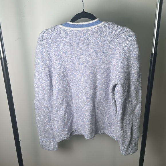 J. Crew Preppy Wool Blend Marled Sweater Lady Jacket in Lilac Seascape Size M - Picture 6 of 8